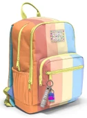 Coral High İlkokul ve Ortaokul Sırt Çantası - Kız Çocuk, Turuncu Sarı Mavi Renkli Çizgili, Dört Bölmeli thumbnail 1