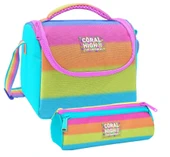 Coral High Kız Çocuk Pembe Turuncu Renk Geçişli Thermo Beslenme Çantası ve Üç Bölmeli Kalemlik Seti thumbnail 1