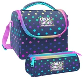Coral High Kız Çocuk Puantiyeli Lacivert Thermo Beslenme Çantası ve Üç Bölmeli Kalemlik Seti thumbnail 1