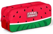 Coral High Kız ve Erkek Çocuk Kırmızı Yeşil Karpuz Desenli İlkokul Okul Kalem Çantası - 1