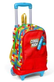 Coral High Işıklı Tekerlekli Çekçek Okul Çantası - 3 Bölmeli, 2’li Sap Ayarı, Kırmızı Yapı Blokları (Erkek ve Kız Çocuk) 23975 - 1