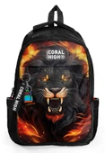 Coral High Siyah Kükreyen Aslan Desenli Erkek Çocuk İlkokul ve Ortaokul Sırt Çantası - Üç Bölmeli thumbnail 5