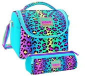 Coral High Kız Çocuk Yeşil Mor Leopar Thermo Beslenme Çantası ve Üç Bölmeli Kalemlik Seti thumbnail 1