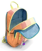 Coral High İlkokul ve Ortaokul Sırt Çantası - Kız Çocuk, Turuncu Sarı Mavi Renkli Çizgili, Dört Bölmeli thumbnail 3