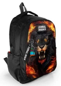 Coral High Siyah Kükreyen Aslan Desenli Erkek Çocuk İlkokul ve Ortaokul Sırt Çantası - Üç Bölmeli thumbnail 1