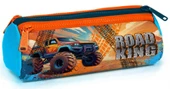 Coral High Mavi Turuncu Renkli Arazi Aracı Baskılı Erkek Çocuk Üç Gözlü Kalem Çantası thumbnail 1