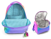 Coral HighKız Çocuklar İçin Üç Gözlü Çok Renkli Renk Geçişli Gradyan Okul Sırt Çantası ve Termal Beslenme Çantası thumbnail 2