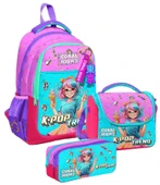 Coral High Üç Gözlü Pembe K-Pop Dondurmalı Kız, Kız Çocuk, İlkokul Üçlü Okul Çanta Seti thumbnail 1