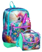 Coral High Kız Çocuklar İçin Dayanıklı İkili İlk Okul Çanta Seti  - Su Yeşili Denizatı thumbnail 1