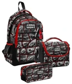Coral High Üç Gözlü Siyah Kırmızı Araba, Erkek Çocuk, İlkokul Üçlü Okul Çanta Seti thumbnail 1
