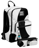 Coral High Erkek Çocuk Dört Gözlü Okul Sırt Çantası ve  Kalemlik Seti - Renkli Çizgili Siyah Beyaz - İlkokul ve Ortaokul İçin Uygun thumbnail 1