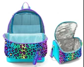 Coral High Kız Çocuklar İçin Dayanıklı İkili İlk Okul Çanta Seti  - Yeşil Mor Leopar thumbnail 2