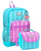 Coral High Kız Çocuklar İçin Dayanıklı İkili İlk Okul Çanta Seti  - Turkuaz Pembe Çizgili thumbnail 1