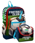 Coral High Erkek Çocuklar İçin Dayanıklı İkili İlk Okul Çanta Seti  - Lacivert Yeşil Futbol thumbnail 1