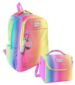 Coral High Kız Çocuk İlk ve Ortaokul Sırt Çantası ve Beslenme Çantası - Lacivert Mavi Çizgi Desenli thumbnail 1