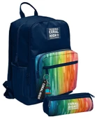 Coral High Erkek Çocuk Dört Gözlü Okul Sırt Çantası ve  Kalemlik Seti - Lacivert Çok Renkli Çizgi Desenli - İlkokul ve Ortaokul İçin Uygun thumbnail 1