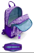 Coral High Kız Çocuk Dört Gözlü Okul Sırt Çantası ve  Kalemlik Seti - Mor Beyaz Geometrik Şekiller - İlkokul ve Ortaokul İçin Uygun thumbnail 2