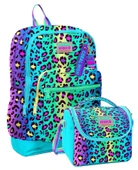 Coral High Kız Çocuklar İçin Dayanıklı İkili İlk Okul Çanta Seti  - Yeşil Mor Leopar thumbnail 1