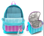 Coral High Kız Çocuklar İçin Dayanıklı İkili İlk Okul Çanta Seti  - Turkuaz Pembe Çizgili thumbnail 2