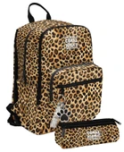 Coral High Kız Çocuk Dört Gözlü Okul Sırt Çantası ve  Kalemlik Seti - Kahverengi Leopar - İlkokul ve Ortaokul İçin Uygun thumbnail 1