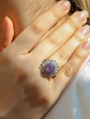 Doğal Taş Ametist Doğal Taşlı Telkari Model  Kadın Ayarlanabilir Gümüş Kaplama Yüzük euy62amtr thumbnail 2