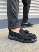 Blaze Bağcıksız Püsküllü Süet Erkek Günlük Spor Klasik Ayakkabı SST - Siyah - 1