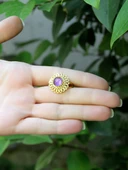 Doğal Taş Ametist Doğal Taşlı Telkari Model  Kadın Ayarlanabilir Altın Kaplama Yüzük euy63amtg thumbnail 3