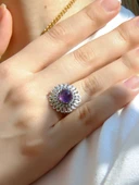 Doğal Taş Ametist Doğal Taşlı Telkari Model Kadın Ayarlanabilir Gümüş Kaplama Yüzük euy63amtr thumbnail 1