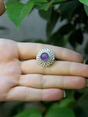 Doğal Taş Ametist Doğal Taşlı Telkari Model Kadın Ayarlanabilir Gümüş Kaplama Yüzük euy63amtr thumbnail 3