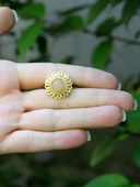 Doğal Taş Pembe Kuvars Doğal Taşlı Telkari Model Kadın Ayarlanabilir Altın Kaplama Yüzük euy63pkg thumbnail 3