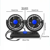 Araç İçi Vantilatör 360° Dönebilen Torpido Üstü Çift Başlıklı Vantilatör 12v Uyumlu Soğutucu Fan thumbnail 2