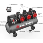CMC CMC-0914 100 Litre Sessiz Yağsız Hava Kompresörü 6 Hp - 4