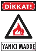 Dikkat Yanıcı Madde Uyarı Levhası 25x35 KOD:856 - 1
