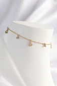 MuI MuI 316L Çelik Gold Renk Zirkon Taşlı Minimal Çapa Tasarımlı Halhal - 1