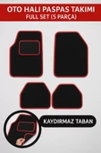 5 PARÇA UNİVERSAL TOPUK DESTEKLİ OTO HALI PASPAS TAKIMI KENAR RENK KIRMIZI - 2