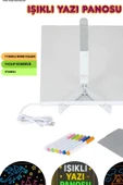 Neon Işıklı 7 Renk Işık Boyama Kalemli Led Resim Panosu Boyama Tahtası Kalemleri 20 X 20 - 5