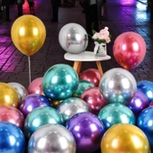 ULTRA YÜKSEK KALİTE 50 ADET RENKLİ KROM BALON AYNALI BALON PARLAK METALİK BALON KROM RENKLİ BALON - 1