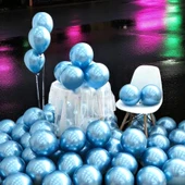 ULTRA YÜKSEK KALİTE 50 ADET AÇIK MAVİ KROM BALON AYNALI PARLAK METALİK BALON KROM AÇIK MAVİ BALON - 1