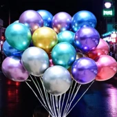 ULTRA YÜKSEK KALİTE 50 ADET RENKLİ KROM BALON AYNALI BALON PARLAK METALİK BALON KROM RENKLİ BALON - 2
