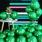 ULTRA YÜKSEK KALİTE 50 ADET KOYU YEŞİL KROM BALON AYNALI PARLAK METALİK BALON KROM KOYU YEŞİL BALON - 1