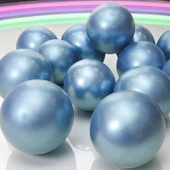 ULTRA YÜKSEK KALİTE 50 ADET AÇIK MAVİ KROM BALON AYNALI PARLAK METALİK BALON KROM AÇIK MAVİ BALON - 2