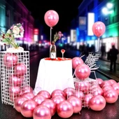 ULTRA YÜKSEK KALİTE 50ADET PEMBE KROM BALON AYNALI BALON PARLAK BALON METALİK BALON KROM PEMBE BALON thumbnail 1