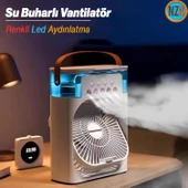 Vantilatör Masaüstü Kablolu Süper Sessiz Fan Su Püskürtmeli Mini El Hava Serinletici Nemlendirici - 3
