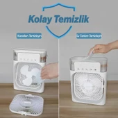 Vantilatör Masaüstü Kablolu Süper Sessiz Fan Su Püskürtmeli Mini El Hava Serinletici Nemlendirici - 9