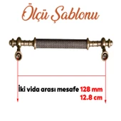 Mobilya Mutfak Çekmece Dolap Dolabı Kulpu Kulbu Kulpları Eskitme Antik Sarı Metal 128 mm thumbnail 2