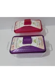 Renkli Çiçekler 2 Adet Plastik Şeffaf Dikdörtgen Kavanoz - 3