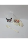 Renkli Çiçekler Yoğurt Meyve Salata Kabı Çocuklar Için Kaşıklı Kap - 3