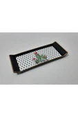 Renkli Çiçekler Kahve Tepsisi Sunum Tepsi 29x12.5 cm - 1