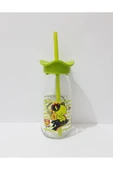 Renkli Çiçekler Pipetli Süt Şişesi Çocuklar İçin Süt Meye Suyu Şişesi 250ml Karikatür Desenli Şişe - 1