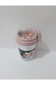Renkli Çiçekler Yoğurt Meyve Salata Kabı Çocuklar Için Kaşıklı Kap - 5